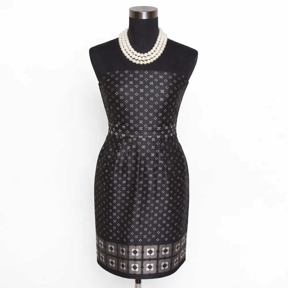 NWT Banana Republic Strapless Satin Mini Dress Geometric Print Sz 0 - Picture 14 of 14
